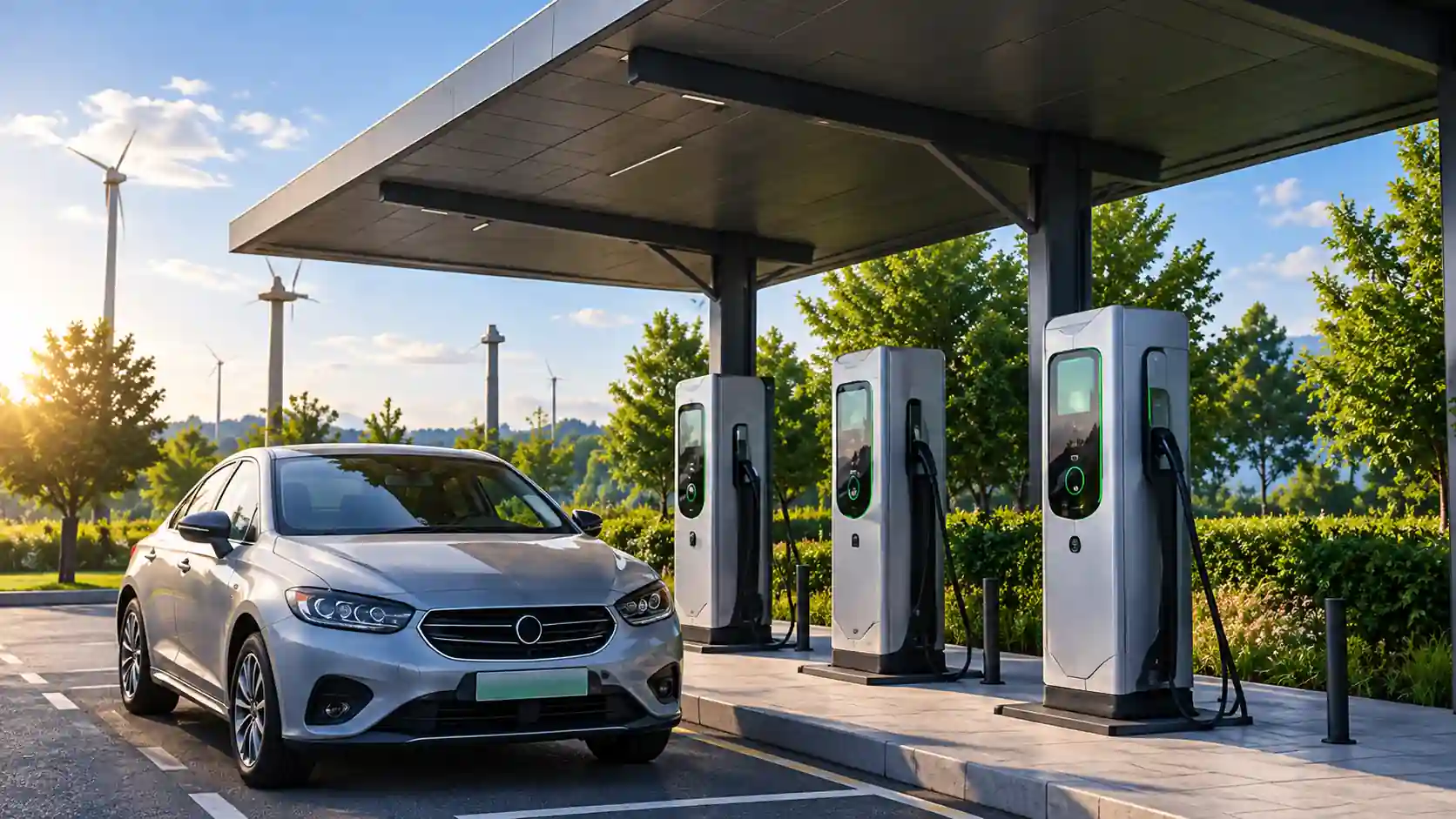 Commercial EV charging station for a retail chain